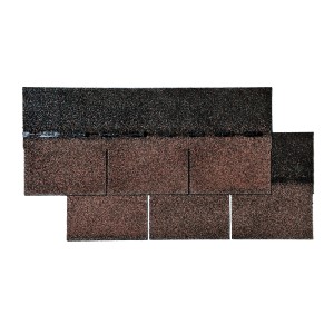 Bardeau bitumé rectangulaire brun pour toiture de cabanons de jardin et pavillons.
