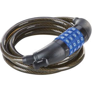 Lucchetto a spirale Prophete con codice numerico, lunghezza 150 cm, per la sicurezza delle biciclette.