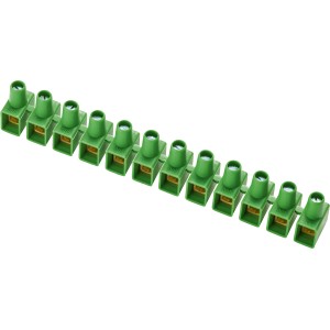 Morsettiera verde a 12 poli (3 pz.) per il collegamento di cavi.