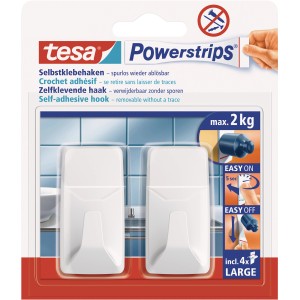 Tesa crochets adhésifs, lot de 2 avec Powerstrips Large, pour une installation facile sans perçage.