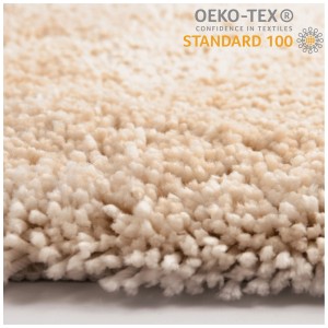 Dettaglio: Tappeto da bagno rotondo Spirella Highland Ecru color sabbia, altezza pelo 2 cm.