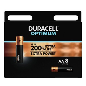 Duracell Optimum AA Batterie, confezione da 8. Batterie ad alte prestazioni per dispositivi energivori.