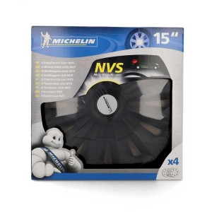 Enjoliveurs Michelin NVS04, 15 pouces, jeu de 4, noir. Cache-roues avec réflecteur pour plus de sécurité.