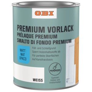 Barattolo OBI Premium fondo opaco bianco 750 ml. Fondo riempitivo e levigabile per superfici perfette.