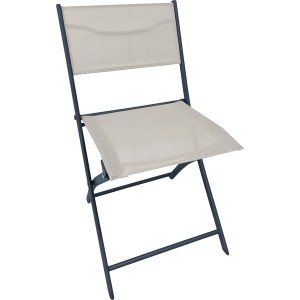 Sedia pieghevole Toconao antracite-beige: sedia da giardino in acciaio, salvaspazio.