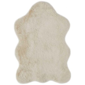 Beiges Dekofell Coste aus Polyester, 55x80 cm, für Wohnraumdekoration.