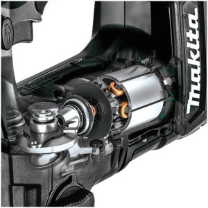 Gros plan du moteur du perforateur à batterie Makita DHR171ZJ, sans batterie.