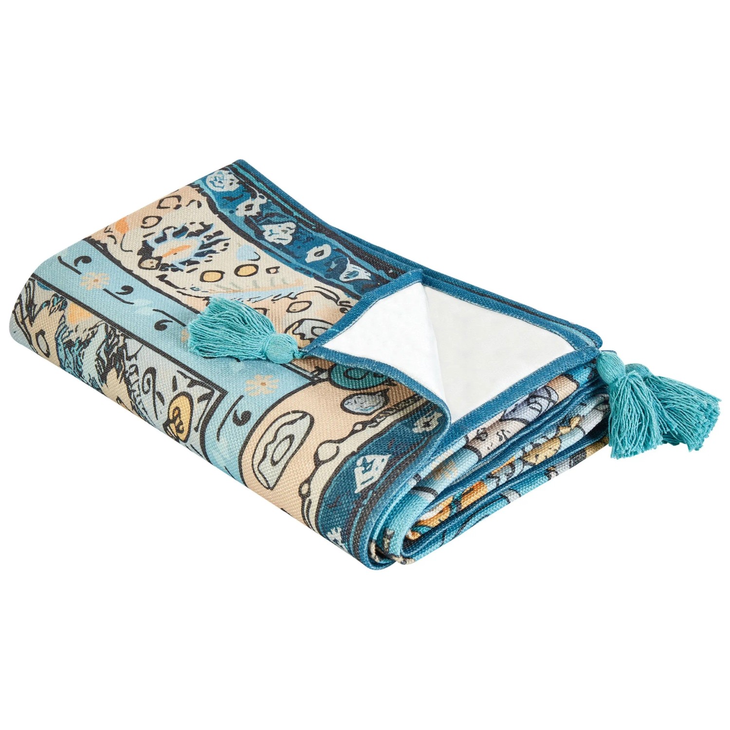 Beliani Picknickdecke Kotla Polyester PVC Blau 200 x 200 cm
