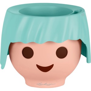 Vaso per piante Lechuza Ojo, acquamarina, 21x21x16cm, con faccia Playmobil.