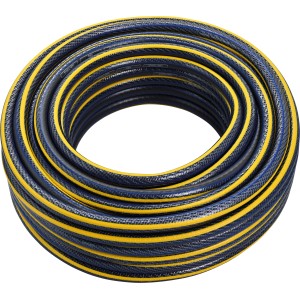 Tubo da giardino LUX-TOOLS PRO arrotolato, 30 m, blu e giallo.