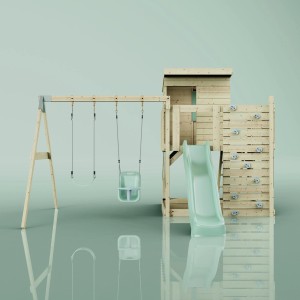 PolarPlay Torre gioco Björn con seggiolino e scivolo verde menta.