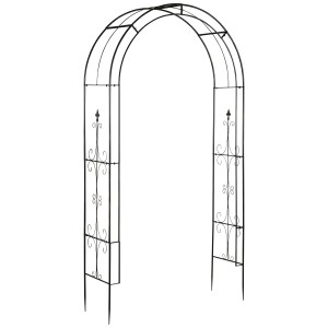 Arco per rose in metallo nero, altezza 240 cm, supporto per piante da giardino.