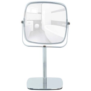 Miroir cosmétique sur pied, modèle K, Ø 15 cm, avec grossissement 5x pour un usage quotidien.