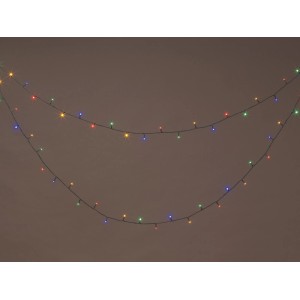 Guirlande lumineuse LED OBI 400 LED multicolores. Idéale pour un éclairage extérieur sur balcon, terrasse, jardin.