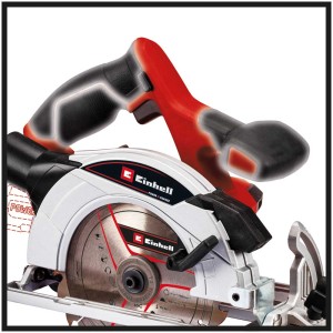 Scie circulaire sans fil Einhell TE-CS 18/165-1 Li (sans batterie), rouge/noir, lame visible.