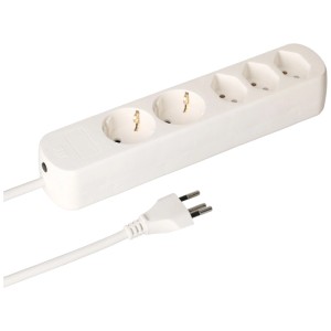 Multiprise blanche Basic Line avec 3x Type13 et 2x Schutzkontakt pour une alimentation flexible.