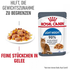 Royal Canin Light Weight Katzen-Nassfutter Gelee, 85g Portionsbeutel für übergewichtige Katzen.