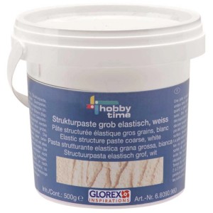 Pâte de structure blanche à gros grains Hobby Time en pot de 500g pour modelage.