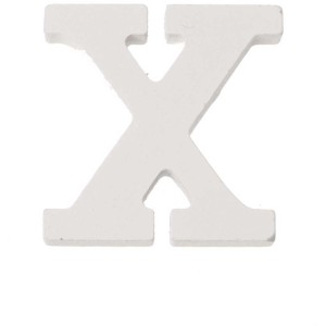 Lettera X bianca in MDF, altezza 5,5 cm, per bricolage e decorazioni.