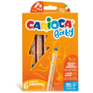 Carioca Baby Farbstifte 3in1, 6er-Packung. Extra dicke Stifte für kleine Kinderhände, geeignet ab 1 Jahr.