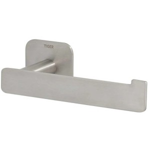 Porta carta igienica Tiger Colar, forma a L, acciaio inox spazzolato, per montaggio a parete.