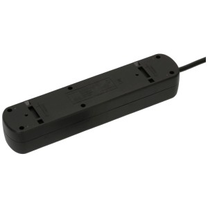 Multiprise noire Basic Line avec 3x Type13 et 2x Schutzkontakt, vue arrière.