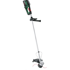 Tagliabordi a batteria Bosch AdvancedGrassCut 36V-33 con sistema di taglio e protezione per piante.