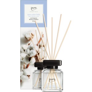 ipuro Parfum d'ambiance Cotton Fields, 100ml. Diffuseur de parfum avec bâtonnets et motif de fleurs de coton.