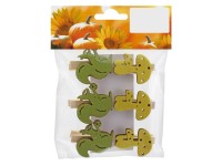 Holz-Klammern mit Ornament Mehrfarbig 3,5 cm / 6 Stk.