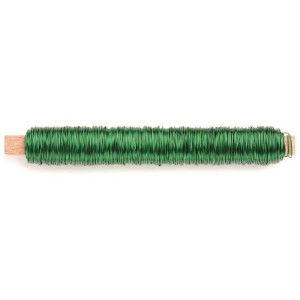 Grüner Wickeldraht (0,5 mm) auf Holzspule, ca. 50 m lang, für Bastelarbeiten und Floristik.