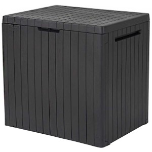 Keter City-Box antracite, 56x57,5x45 cm. Box contenitore in plastica effetto legno.