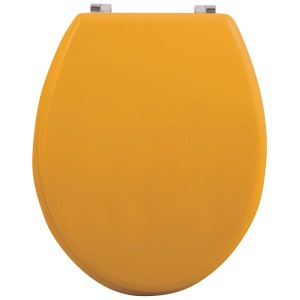 Abattant WC MSV Cléo jaune safran mat, en MDF/bois avec charnières en acier inoxydable.