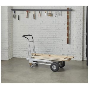 Carrello Cosco in alluminio 4in1, argento, carico di legname. Portata fino a 450 kg.