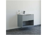 Dansani Badmöbel Paket NOW mit Waschtisch und -unterschrank Hellblau geriffelt