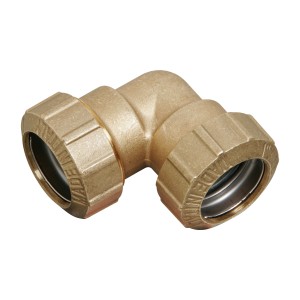Coude en laiton à 90 degrés pour tube PE de 32 mm (1 1/4 pouce) pour systèmes d'eau froide.