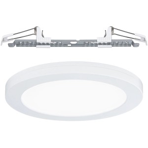 Panneau LED encastrable Cover-it Paulmann blanc, rond, avec détecteur et accessoires de montage.