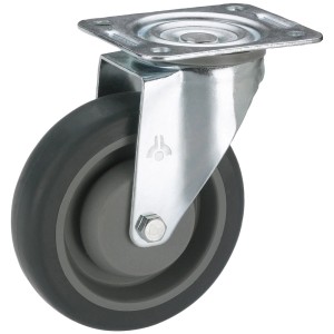 Roue pivotante Doerner + Helmer, TPE noir, Ø 8 cm, hauteur 10,8 cm.