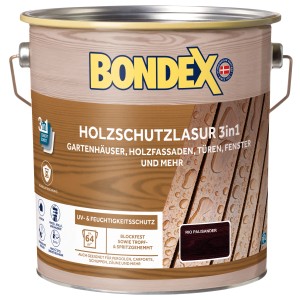 Barattolo di impregnante per legno 3in1 Bondex, colore Rio Palisandro, per esterni.