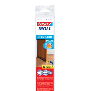 Tesamoll Standard joint de porte marron pour sols lisses, écart jusqu'à 12mm, poils en nylon.