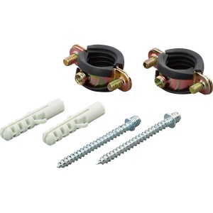 Set di fascette per tubi insonorizzate, 2 pezzi, per tubi Ø 20-25mm, con viti e tasselli.