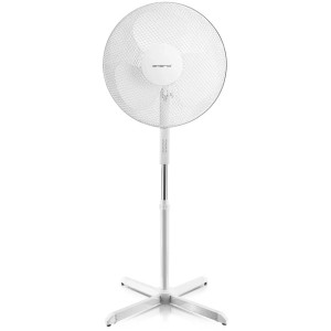 Ventilateur sur pied blanc Emerio, 45 W, avec hauteur et inclinaison réglables.