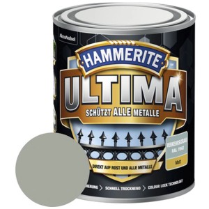 Dose Hammerite Metall-Schutzlack Ultima, Verkehrsgrau matt, 750ml. Rostschutz für Metall.