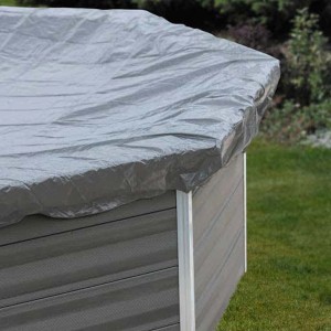 Bâche d'hiver grise pour piscine WPC Santorin, protège des intempéries et de la saleté.