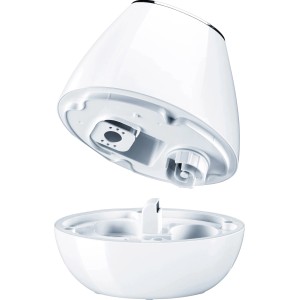 Humidificateur Beurer LB 37, blanc, avec réservoir détaché, pour nettoyage ou remplissage.