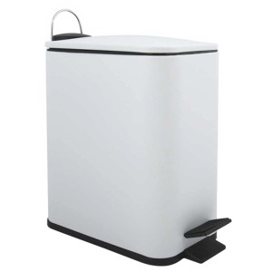 Cestino Spirella Erik bianco, 5L, con coperchio soft-close in acciaio inox.