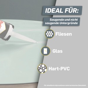 Pattex Incolla e Fissa Cristalli adesivo per piastrelle, vetro e PVC rigido.