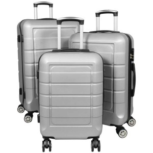 3-tlg. Rollkoffer-Set Como in Silber aus ABS-Material mit Zahlenschloss und 4 Doppelrädern.