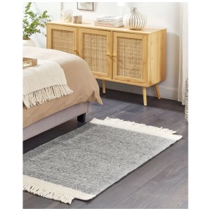 Beliani Tapis Tatlisu, 80x150 cm, laine grise, tapis à poils courts avec franges