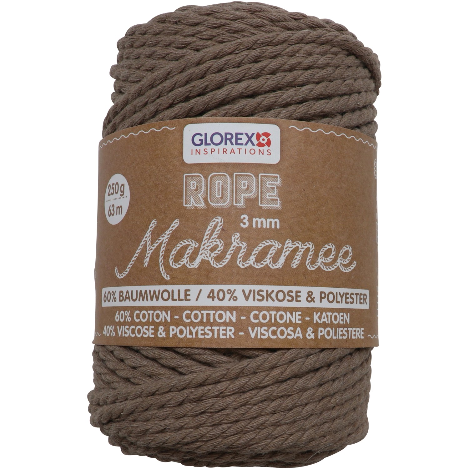 Glorex Makramee Rope Gedreht Hellbraun 3 mm / 250 g kaufen bei OBI