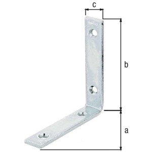 Équerre de fixation en acier galvanisé, 100x20x100 mm, avec trous de vis pour constructions en bois.